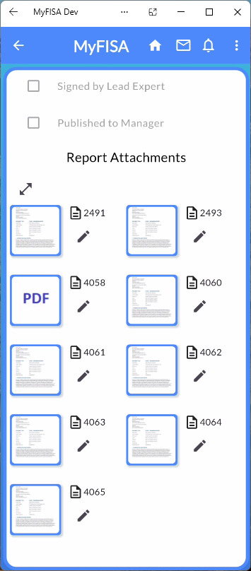 Report Attachments Repository Grid